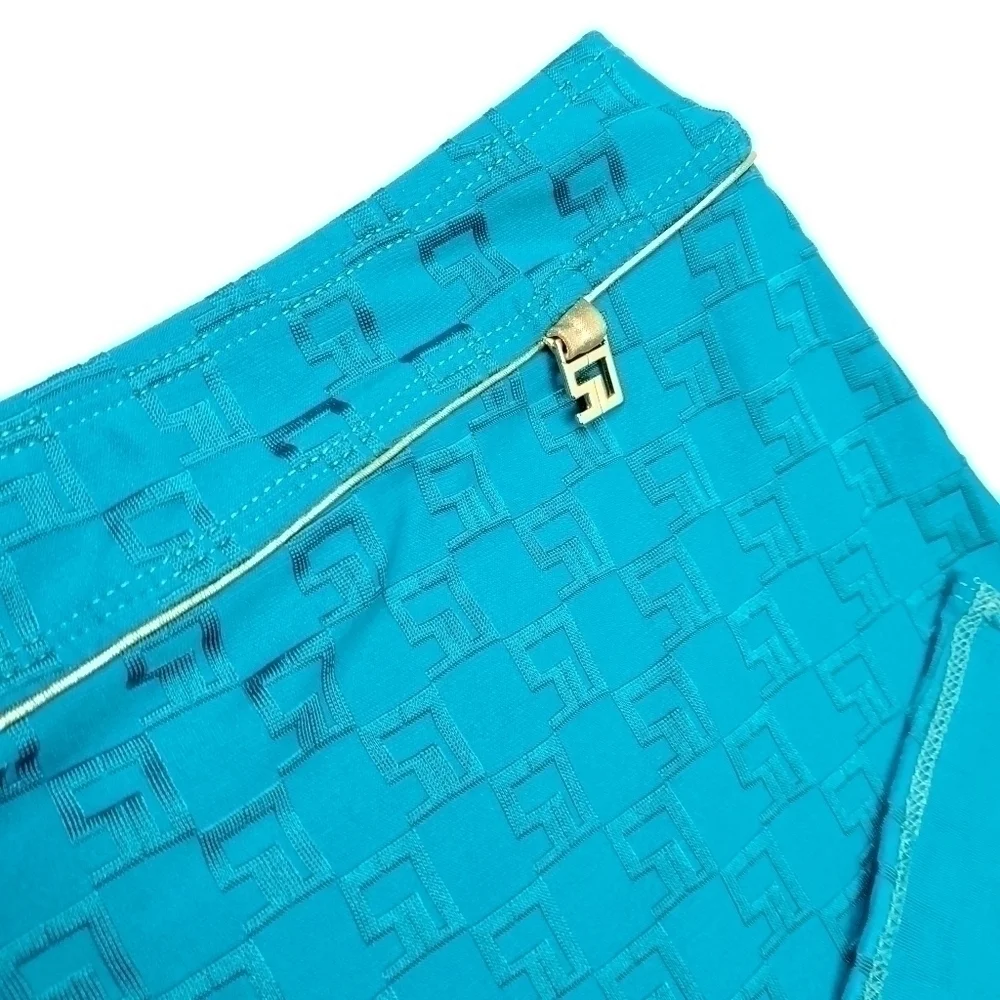 🔴 St. John Sport Teal and Gold Mini Skirt Sz M